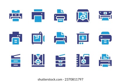 Printer icon set. Duotone color. Vector illustration. Containing printer, printer cartridges.