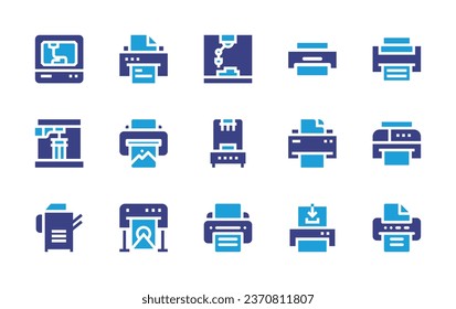 Printer icon set. Duotone color. Vector illustration. Containing printer, print.