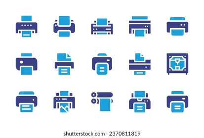 Printer icon set. Duotone color. Vector illustration. Containing printer, print, print cylinder.