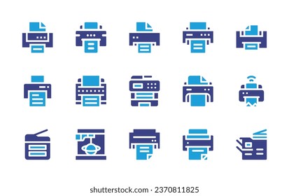 Printer icon set. Duotone color. Vector illustration. Containing printer, multifunction printer, print.