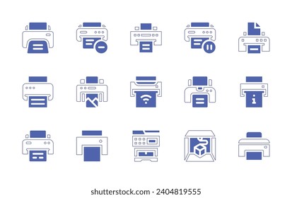 Printer icon set. Duotone color. Vector illustration. Containing printer, negative, pause.
