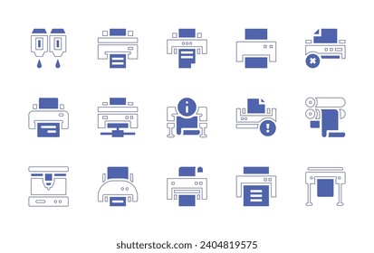 Printer icon set. Duotone color. Vector illustration. Containing cartridge, printer, remove, print cylinder, plotter.
