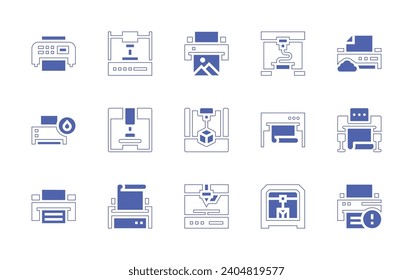Printer icon set. Duotone color. Vector illustration. Containing printer, cloud, printing, warning.