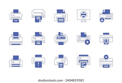 Printer icon set. Duotone color. Vector illustration. Containing printer, power, fake money, printing.