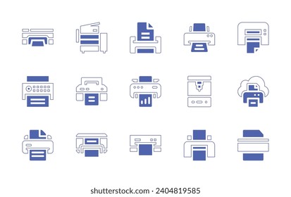 Printer icon set. Duotone color. Vector illustration. Containing printer, cloud, document.