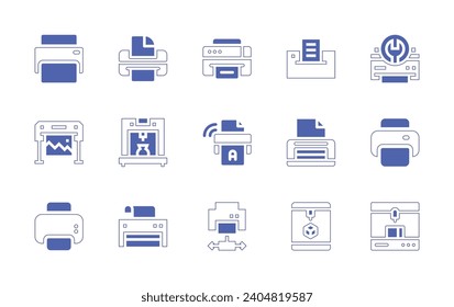Printer icon set. Duotone color. Vector illustration. Containing print, printer, plotter.