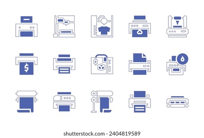 Printer icon set. Duotone color. Vector illustration. Containing printer, toner, print, printing.