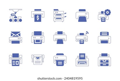 Conjunto de iconos de impresora. Color de duotona. Ilustración vectorial. Con impresora, impresora multifunción, impresora, máquina de impresión.