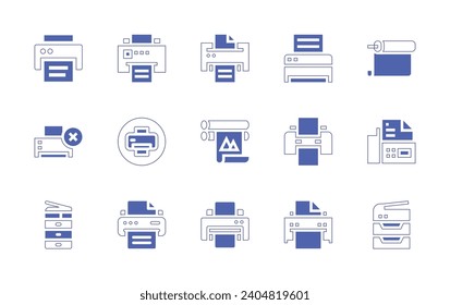 Printer icon set. Duotone color. Vector illustration. Containing printer, paper roll, fax, photocopier.