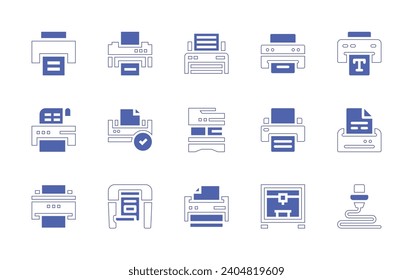 Printer icon set. Duotone color. Vector illustration. Containing printer, print, paper printer, multifunction printer.