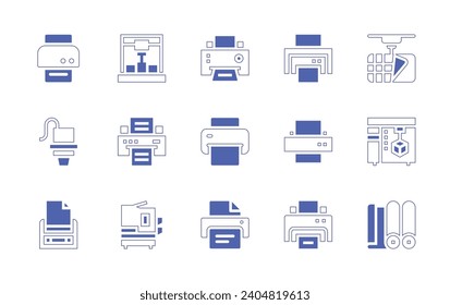 Printer icon set. Duotone color. Vector illustration. Containing printer, print, printing, paper roll.