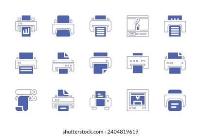 Printer icon set. Duotone color. Vector illustration. Containing rolling machine, printer, print.