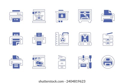 Printer icon set. Duotone color. Vector illustration. Containing printer, print, robotic, printer cartridges.