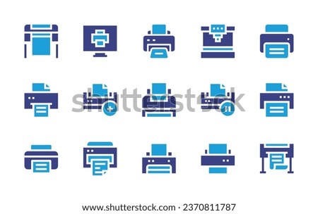 Printer icon set. Duotone color. Vector illustration. Containing large format, printer, print.