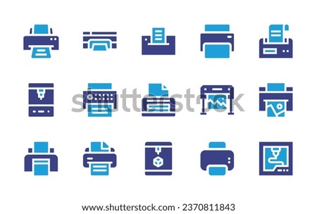 Printer icon set. Duotone color. Vector illustration. Containing printer, print, plotter.
