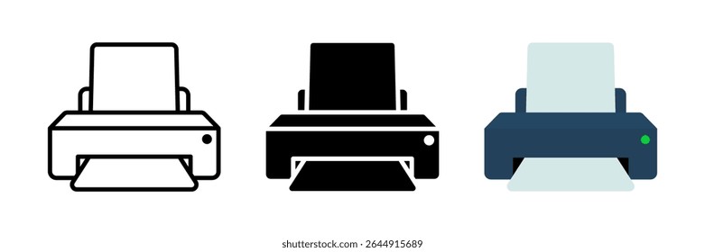 Conjunto de ícones da impressora. para conceito móvel e web design em fundo branco
