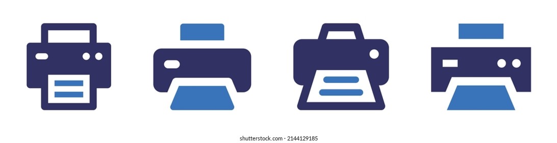 Printer icon set. Print out document icon vector isolated on white background.