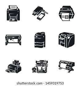Printer icon set. Simple set of 9 printer vector icons for web design isolated on white background