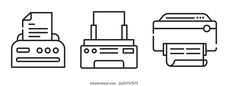 Printer icon set in two styles, Duotone and Thin Line style. Editable stroke. print icon, print photo, calendar, plotter, preview, badge.
