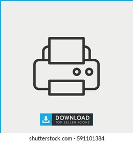 printer icon. Simple outline printer vector icon. On white background.