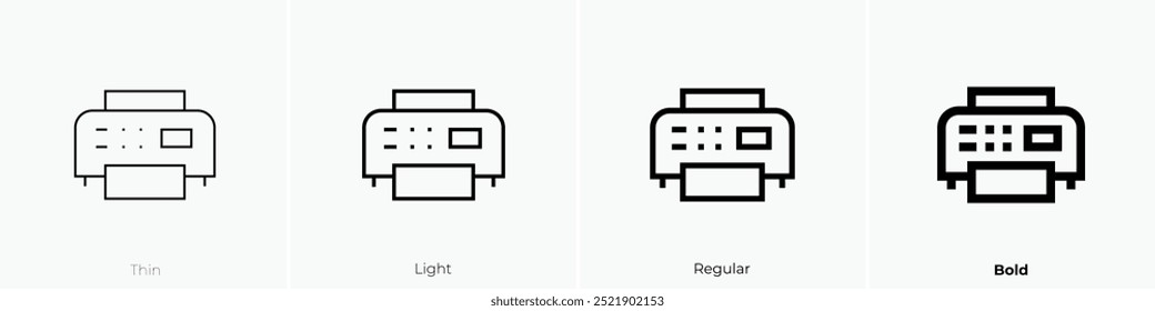 printer icon. Thin, Light Regular And Bold style design isolated on white background