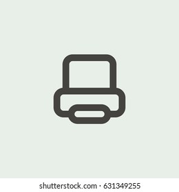 Printer icon thin line for web and mobile, modern minimalistic flat design. Vector dark grey icon on light grey background.