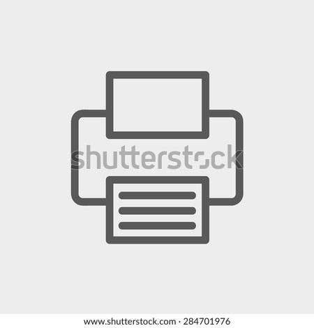 Printer icon thin line for web and mobile, modern minimalistic flat design. Vector dark grey icon on light grey background.
