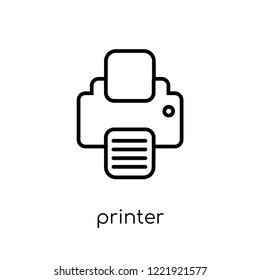 printer icon. Trendy modern flat linear vector printer icon on white background from thin line Electronic devices collection, outline vector illustration