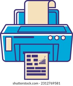 a printer icon vector design colored in blue and beige to give a simple, minimalistic, elegant and flexible impression, this design has the theme of hardware technology.