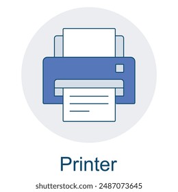 Printer Icon in Vector Format, Printer Icon for Office and Home Use, Vector Icon of a Digital Printer, Printer Machine Icon for Document Printing