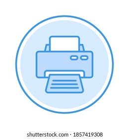 ilustración vectorial de icono de impresora. diseño de círculo azul de icono de impresora.