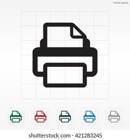 Printer icon, vector illustration. Flat design style