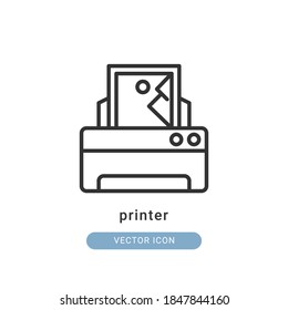 ilustración vectorial de icono de impresora. diseño de esquema de icono de impresora.
