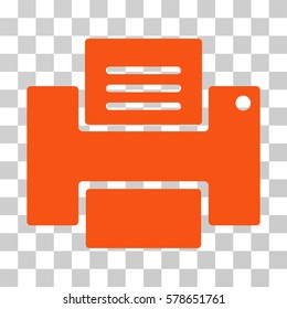 Printer icon. Vector illustration style is flat iconic symbol, orange color, transparent background. Designed for web and software interfaces.