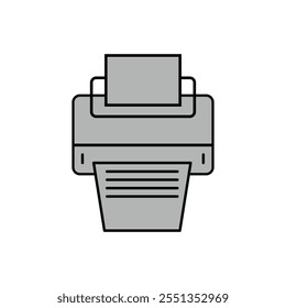 Printer icon vector. Office paper business work printing machine illustration. Print documents technology symbol. Eps file 17.