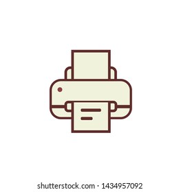 printer icon vector, red outline simple design.