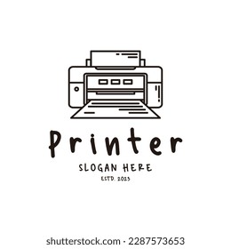 Printer Icon Vintage Simple Line Art