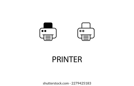 Printer icons with 2 styles outline icon, glyph icon, vector stock