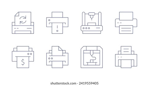 Printer icons. Editable stroke. Containing recycledpaper, printer.