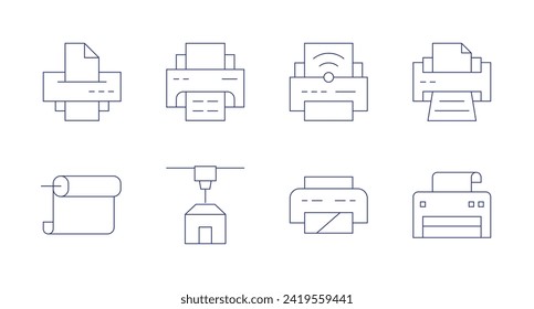 Printer icons. Editable stroke. Containing print, paperroll, printer.