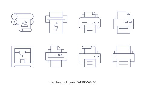 Printer icons. Editable stroke. Containing offset, printer.