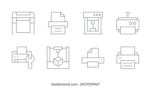 Printer icons. Editable stroke. Containing largeformat, printer.