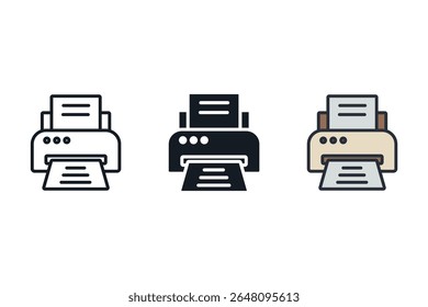 printer icons isolated on White Background. Flat style design
