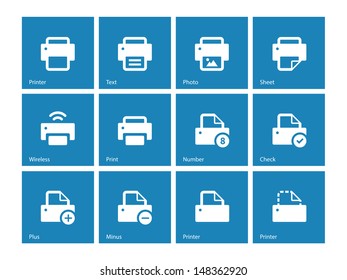 Printer icons on white background. Vector illustration.