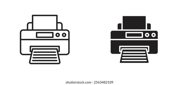 Printer icons in outline and fill. vector illustration for ui.