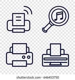 Printer icons set. set of 4 printer outline icons such as printer