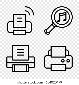 Printer icons set. set of 4 printer outline icons such as printer