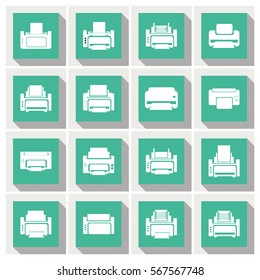 Printer Icons Set. Comp