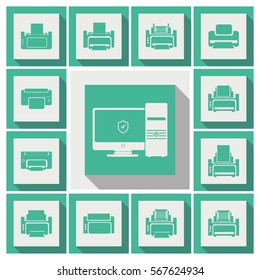 printer icons set. computer sign