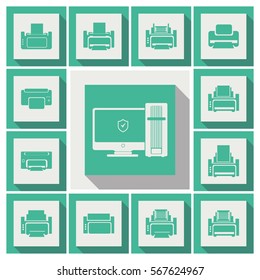 printer icons set. computer sign